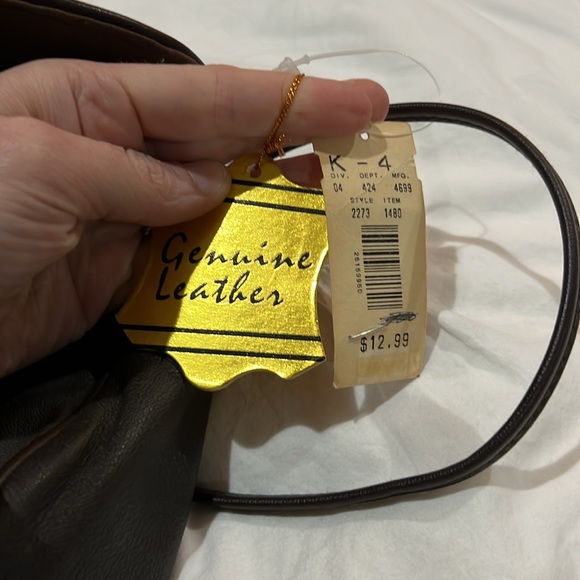 VINTAGE PATCHWORK BROWN GENUINE LEATHER CROSSBODY WITH ORIGINAL TAGS - Picture 10 of 13